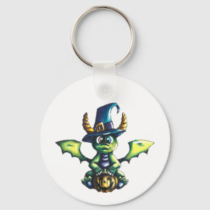 Magical Halloween Dragon Design Key Ring
