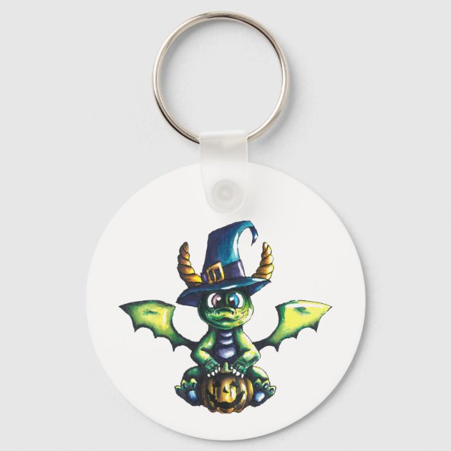 Magical Halloween Dragon Design Key Ring (Front)
