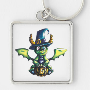 Magical Halloween Dragon Design Key Ring