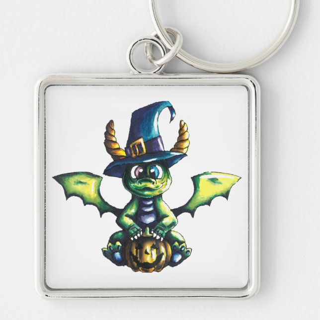 Magical Halloween Dragon Design Key Ring (Front)