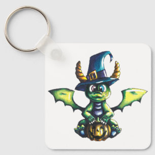 Magical Halloween Dragon Design Key Ring