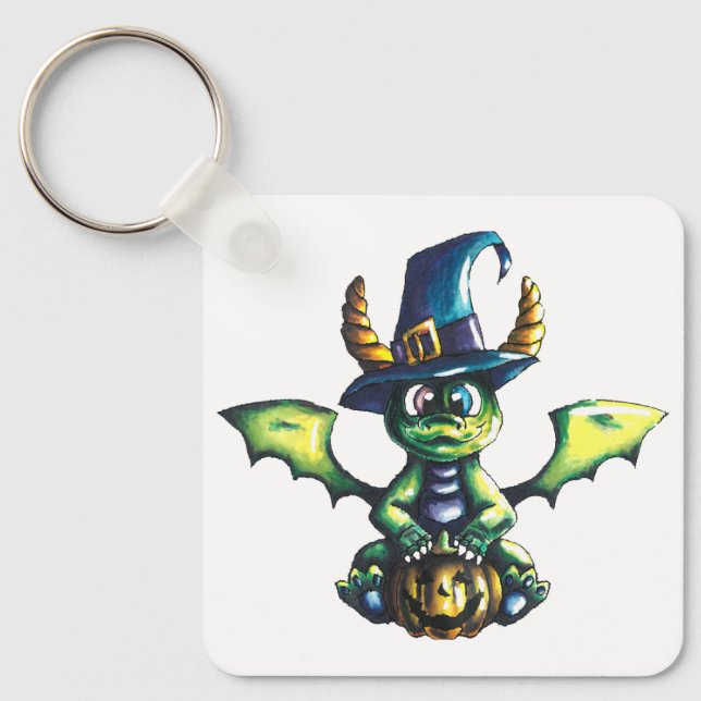 Magical Halloween Dragon Design Key Ring (Front)