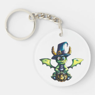 Magical Halloween Dragon Design Key Ring