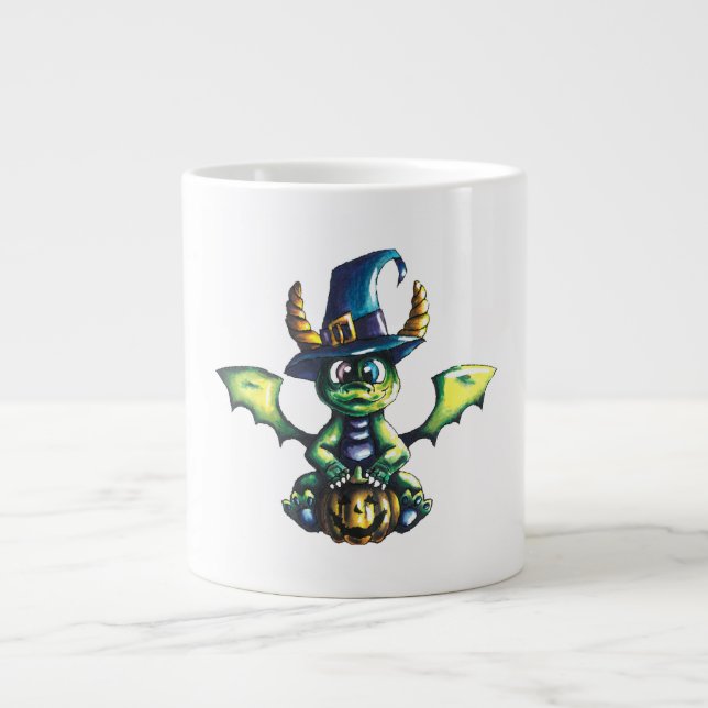 Magical Halloween Dragon Design Large Coffee Mug (Front)