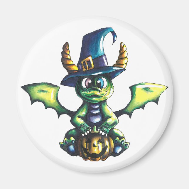 Magical Halloween Dragon Design Magnet (Front)