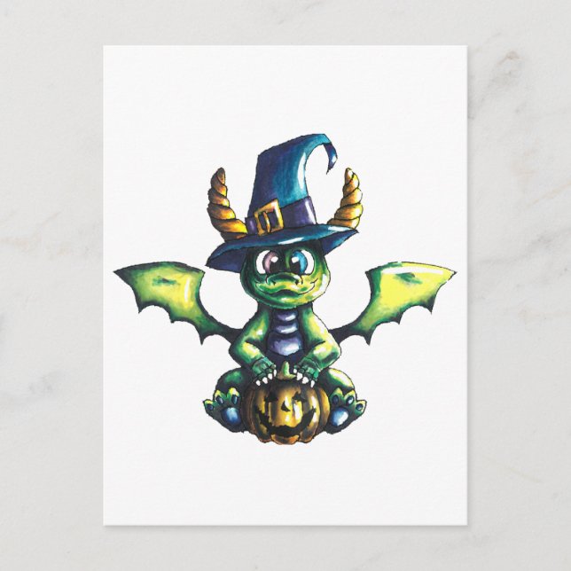 Magical Halloween Dragon Design Postcard (Front)