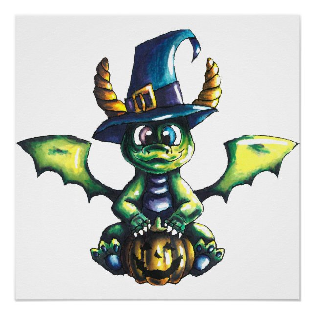 Magical Halloween Dragon Design Poster (Front)