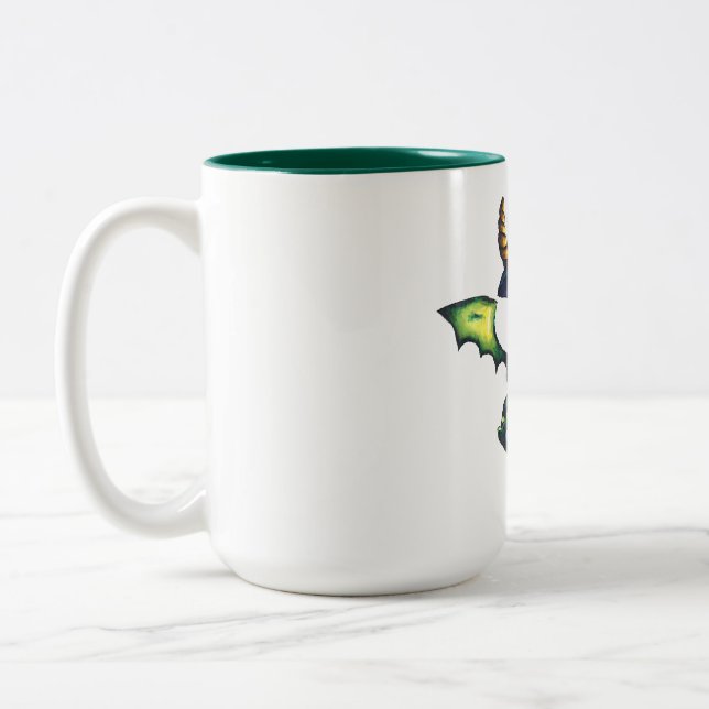Magical Halloween Dragon Design Two-Tone Coffee Mug (Left)