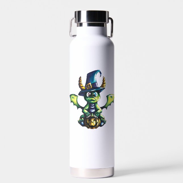 Magical Halloween Dragon Design Water Bottle (Front)