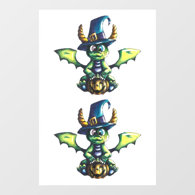 Magical Halloween Dragon Design Window Cling (Sheet)