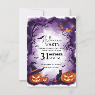 Magical Halloween Night Party Invitation Editable