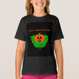 Magical Halloween Pumpkin Girls Black T Shirt