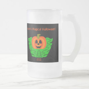 Magical Halloween Pumpkin Large Frosted Glass Mug