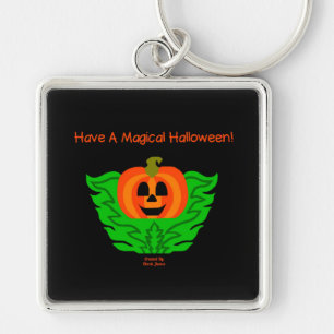 Magical Halloween Pumpkin Premium Square Key Chain