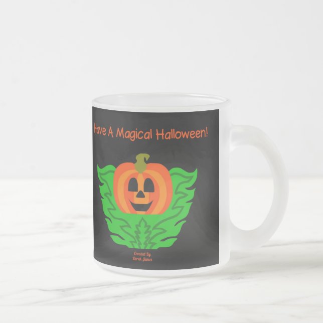 Magical Halloween Pumpkin Small Frosted Glass Mug (Right)