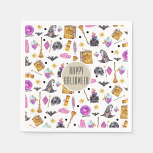 Magical Halloween Watercolor Whimsical Kraft Party Napkin