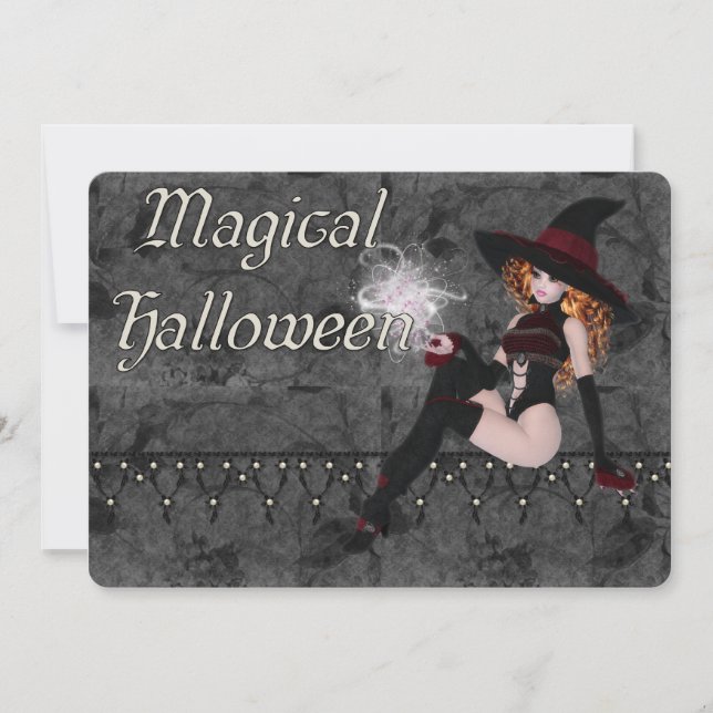 Magical Halloween Witch Party Invitation (Front)