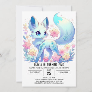 Magical Happy Fox Digital Birthday Invitation
