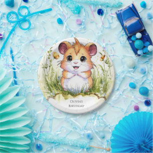 Magical Happy Hamster Birthday Paper Plate