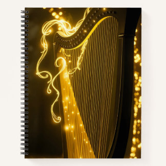 magical harp with golden strings notebook