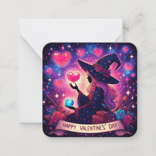 Magical Hearts Witch Valentines Day Note Card