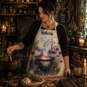 Magical Herbal Cauldron Botanical Apron