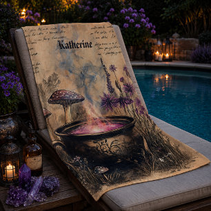 Magical Herbal Cauldron Botanical Name Beach Towel