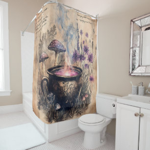 Magical Herbal Cauldron Botanical Shower Curtain