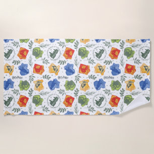 Magical Herbology HOGWARTS™ Houses Pattern Beach Towel