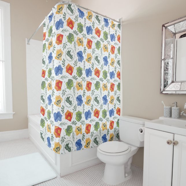 Magical Herbology HOGWARTS™ Houses Pattern Shower Curtain (In Situ)
