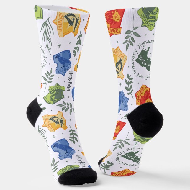 Magical Herbology HOGWARTS™ Houses Pattern Socks (Angled)
