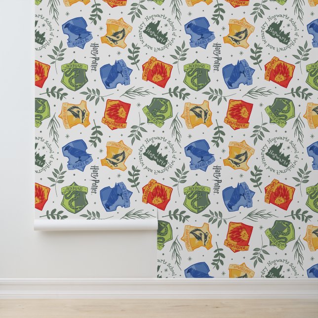 Magical Herbology HOGWARTS™ Houses Pattern Wallpaper (Application)