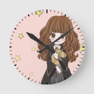 Magical Hermione Granger Watercolor Round Clock