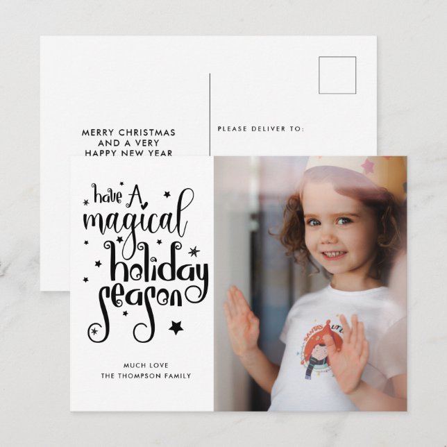 Magical Holiday Season Photo Christmas Postcard (Front/Back)