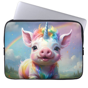 "Magical Hooves: The Rainbow Unicorn Pig" Laptop Sleeve