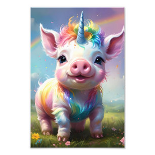 "Magical Hooves: The Rainbow Unicorn Pig" Photo Print