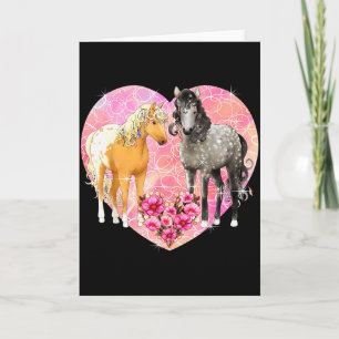 Magical Horse Two Lovers And Flowers - Valentines Card