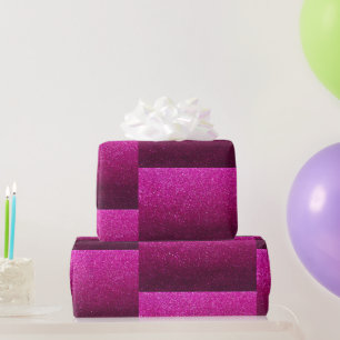 Magical Hot Pink Glitter Whimsical Birthday Wrapping Paper