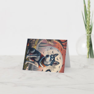 Magical Husky Dog Spooky Halloween Thank You Card