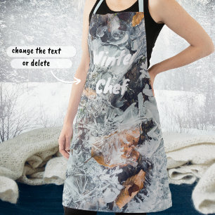 Magical ice crystals pattern with fallen leaves apron