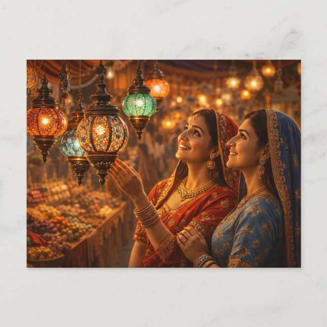 Magical Indian Lamp Market Postcard (Front)
