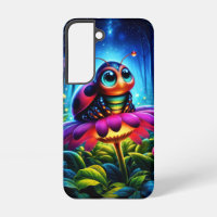 Magical insect in a luminous nighttime forest