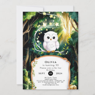Magical Into the Woods Owl Birthday Invitation
