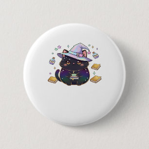 Magical Introvert Cat  Pastel Witch Hat Halloween  6 Cm Round Badge
