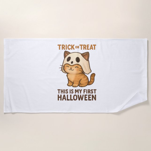 Magical Introvert Cat  Pastel Witch Hat Halloween  Beach Towel (Front)
