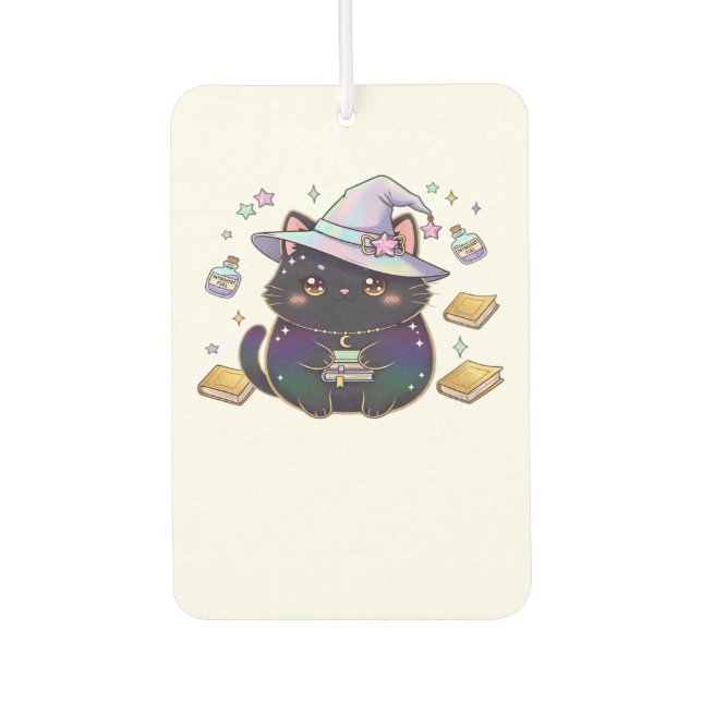 Magical Introvert Cat  Pastel Witch Hat Halloween  Car Air Freshener (Front)