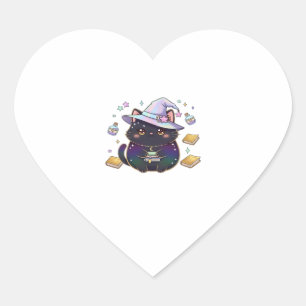 Magical Introvert Cat  Pastel Witch Hat Halloween  Heart Sticker