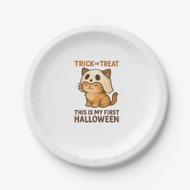 Magical Introvert Cat  Pastel Witch Hat Halloween  Paper Plate (Front)