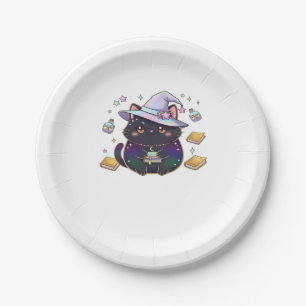 Magical Introvert Cat Pastel Witch Hat Halloween Paper Plate