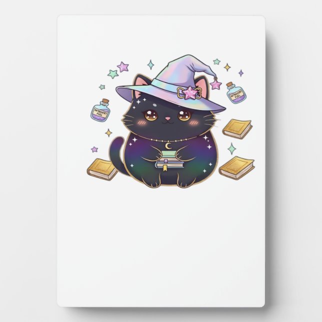 Magical Introvert Cat  Pastel Witch Hat Halloween  Plaque (Front)